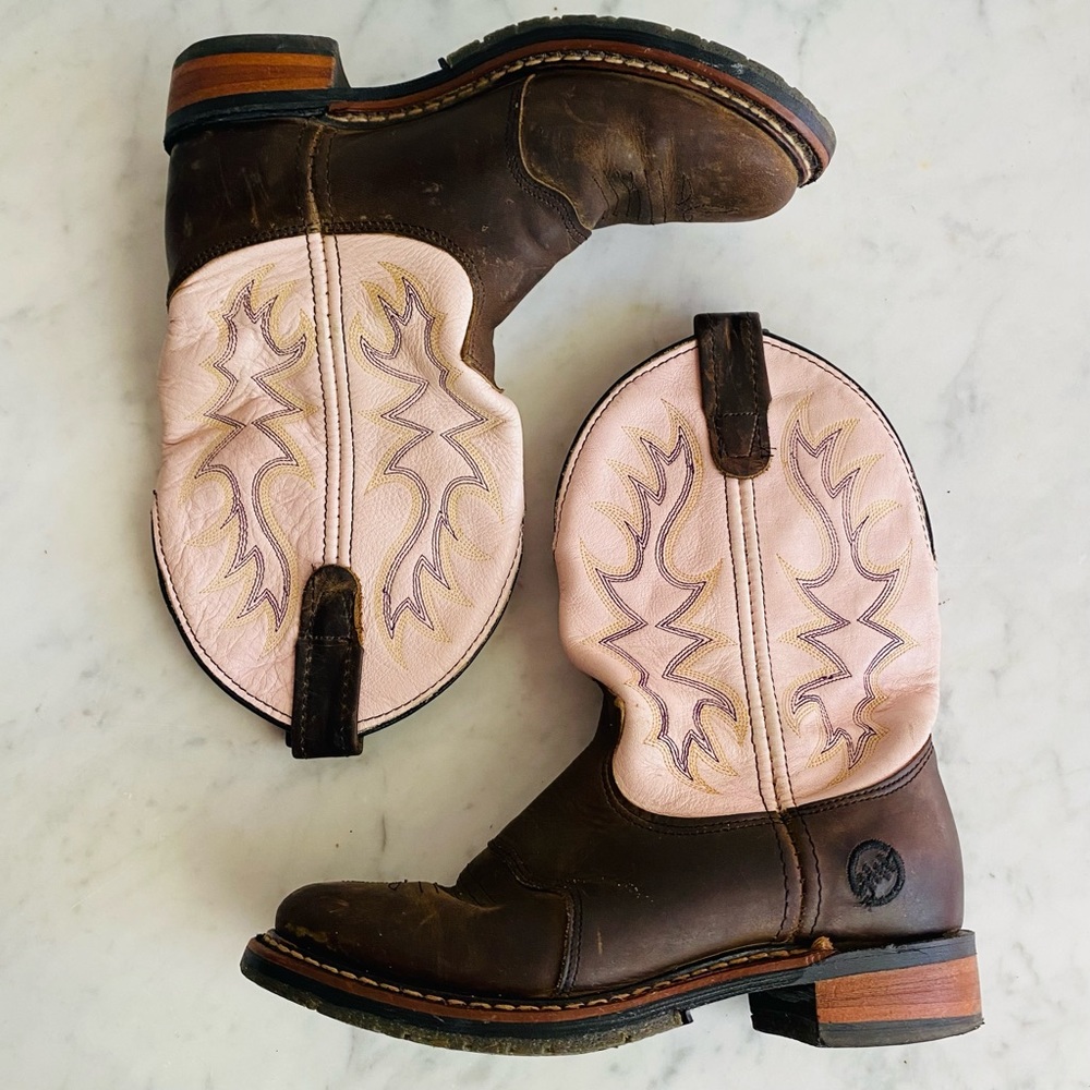 Double H ladies pink upper cowgirl boot sz 7